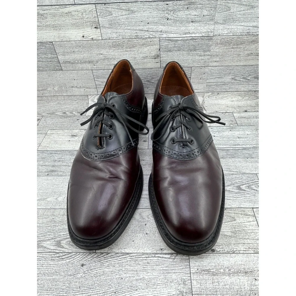 Allen Edmonds Corporate Casuals Men Sz 10 D Saddle Shoes Burgundy Black‎ Leather